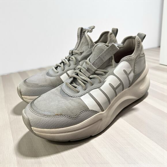 UGG LA Daze Chunky Wedge Platform Gray White Leather Sneakers Women's size 7M - Picture 1 of 15